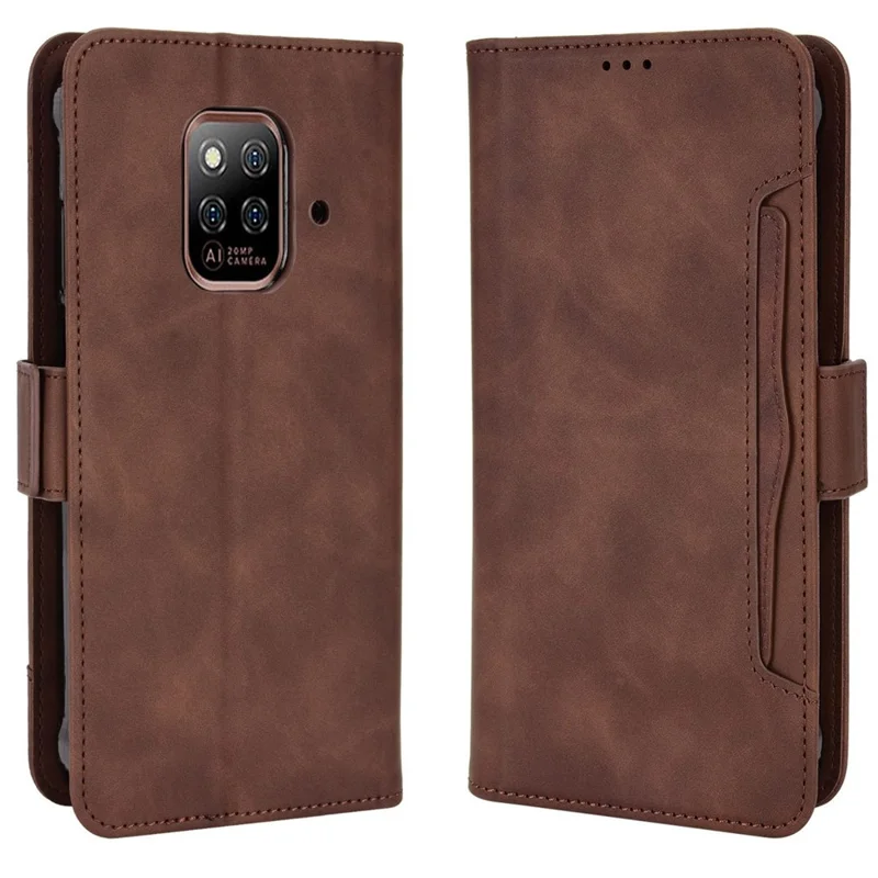 Para Ulefone Power Armor 14 4G/14 Pro 4G Soporte Multitarjeta Ranuras Billetera Funda de Teléfono Cuero PU Soporte Magnético Flip Cubierta Protectora - Marrón