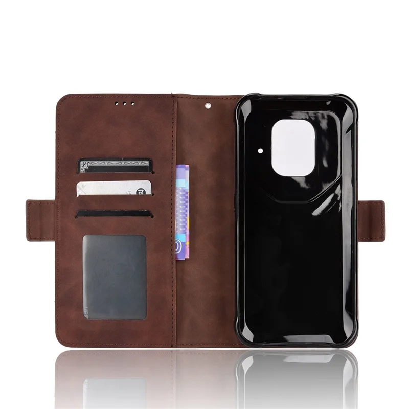 Para Ulefone Power Armor 14 4G/14 Pro 4G Soporte Multitarjeta Ranuras Billetera Funda de Teléfono Cuero PU Soporte Magnético Flip Cubierta Protectora - Marrón