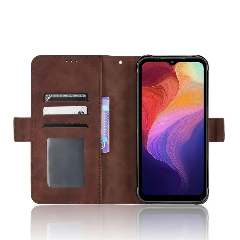 Para Ulefone Power Armor 14 4G/14 Pro 4G Soporte Multitarjeta Ranuras Billetera Funda de Teléfono Cuero PU Soporte Magnético Flip Cubierta Protectora - Marrón