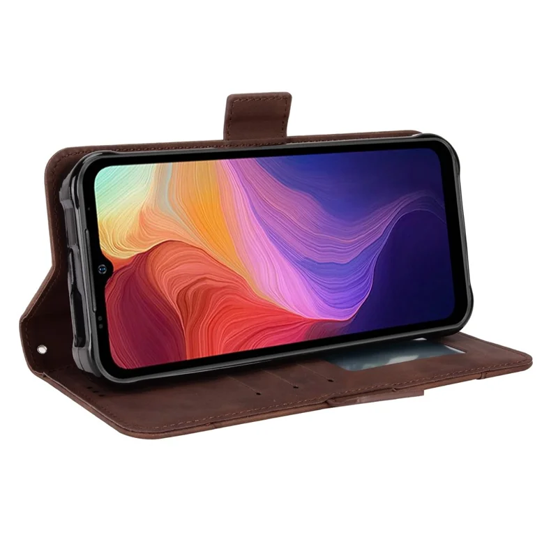 Para Ulefone Power Armor 14 4G/14 Pro 4G Soporte Multitarjeta Ranuras Billetera Funda de Teléfono Cuero PU Soporte Magnético Flip Cubierta Protectora - Marrón