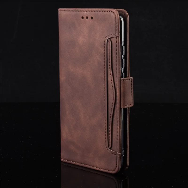 Para Ulefone Power Armor 14 4G/14 Pro 4G Soporte Multitarjeta Ranuras Billetera Funda de Teléfono Cuero PU Soporte Magnético Flip Cubierta Protectora - Marrón