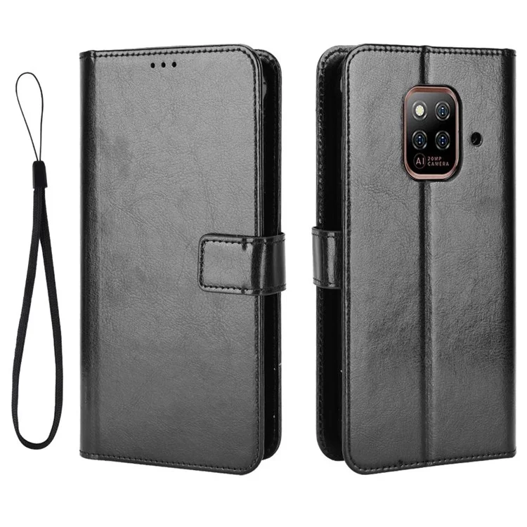 Per Ulefone Power Armor 14 4G/14 Pro 4GPU Leather Book Wallet Case Crazy Horse Texture Magnetic Buckle Stand Phone Cover with Strap - Nero