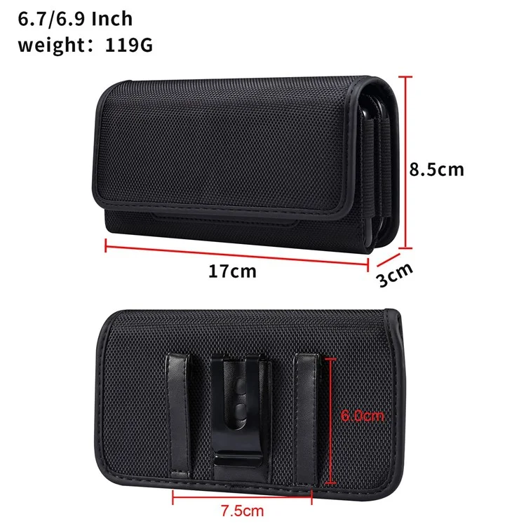 Para Bolsa de Transporte Horizontal de Celular de 6,7-6,9 Polegadas com Clipe Fixador no Cinto