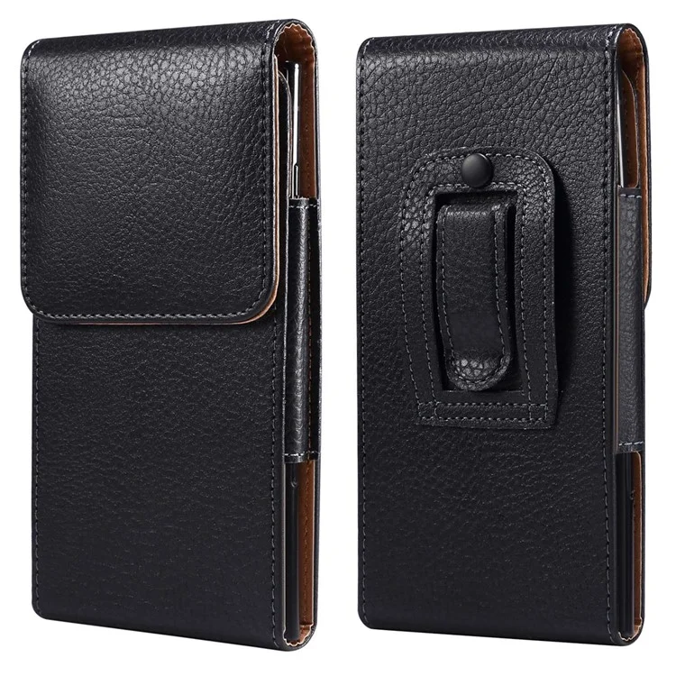 Bolsa de Cinturón de Teléfono Inteligente de 6.9 Pulgadas Bolso de Cintura Para Hombres Litchi Textura Vertical Flip Case Funda