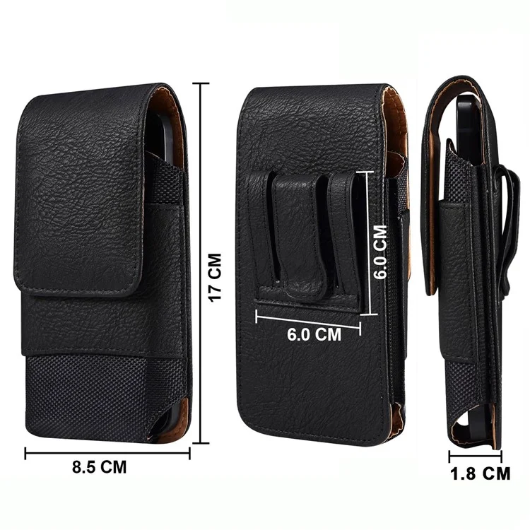 Pour iPhone 14 Plus / 14 Pro Max / 13 Pro Max / Samsung Galaxy S22 Ultra / S21 Ultra 5G Universel 6.7 / 6.9 pouces Smartphone Boucle de Ceinture Clip Dos Côtés Élastiques Sac de Taille avec Poche Carte - Noir