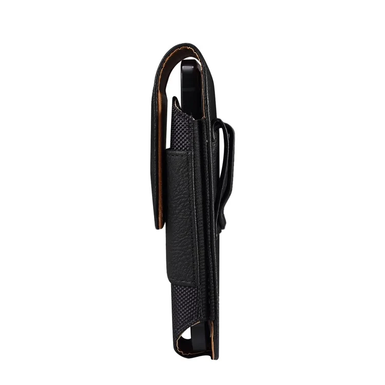 For iPhone 12 mini / 13 mini / 11 Pro / Huawei P40 Universal 5.2-Inch Smart Phone Belt Loop Back Clip Elastic Sides Waist Bag with Card Pocket - Black