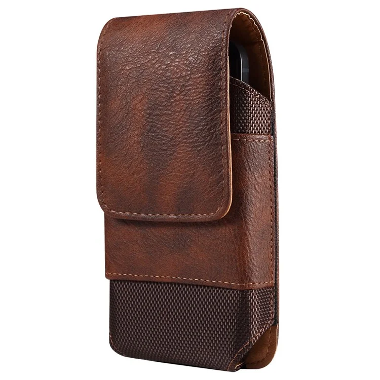 Pour iPhone 14 / 14 Pro / 13 / 13 Pro / Samsung Galaxy S22 / S21 / A41 Smartphone de 6,1 pouces - Sacoche de ceinture - Marron