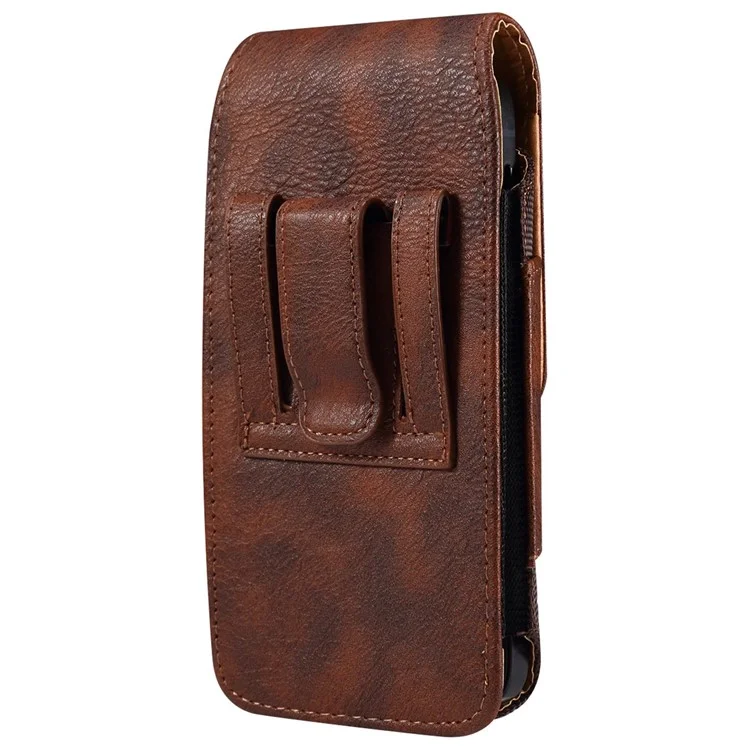 Pour iPhone 14 / 14 Pro / 13 / 13 Pro / Samsung Galaxy S22 / S21 / A41 Smartphone de 6,1 pouces - Sacoche de ceinture - Marron
