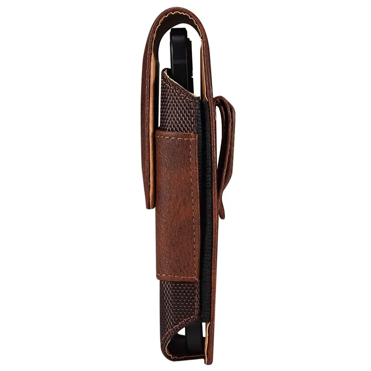 Pour iPhone 14 / 14 Pro / 13 / 13 Pro / Samsung Galaxy S22 / S21 / A41 Smartphone de 6,1 pouces - Sacoche de ceinture - Marron