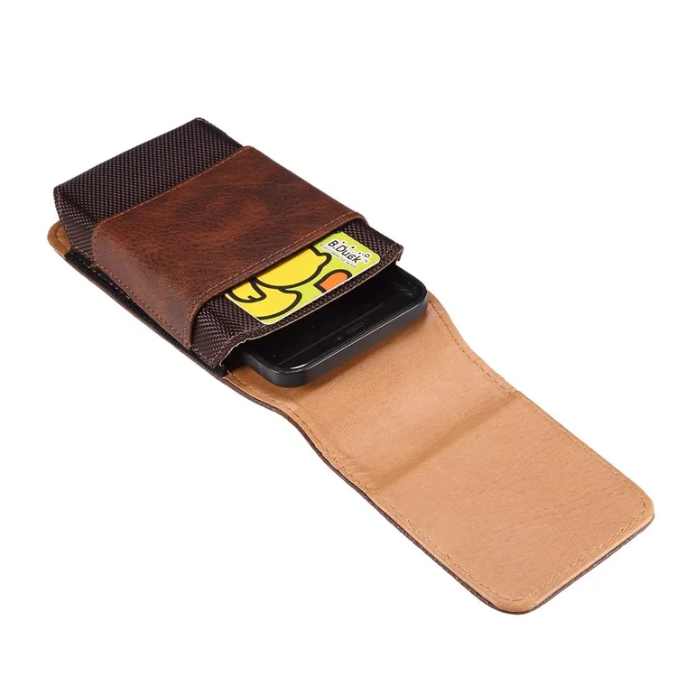 For iPhone 14 / 14 Pro / 13 / 13 Pro / Samsung Galaxy S22 / S21 / A41 6.1-Inch Smart Phone Pouch Belt Loop Waist Bag - Brown