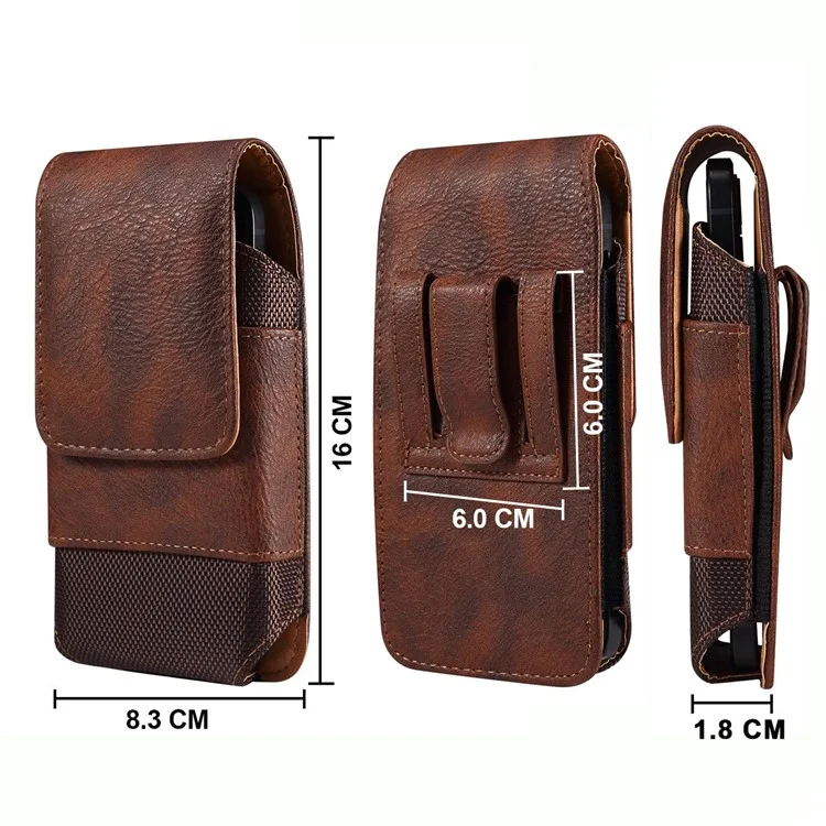 For Samsung Galaxy S22+ 5G / iPhone 11 Pro Max / Huawei Mate 40 / Honor 50 Universal 6.5-Inch Phone Waist Pouch Elastic Sides Card Carrying Bag - Brown