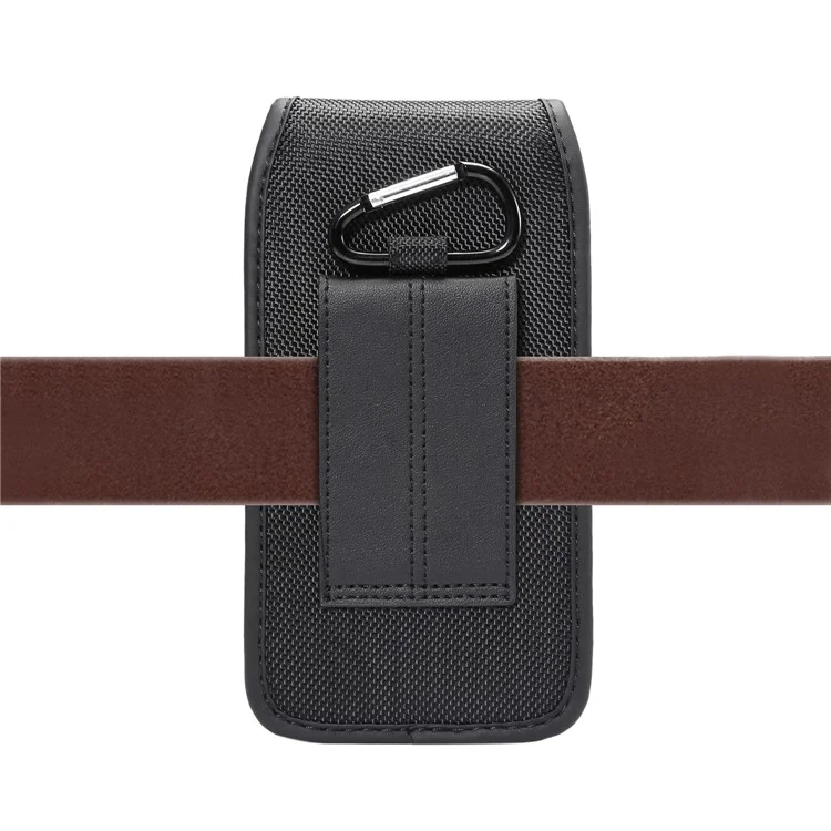 For iPhone / Samsung / Huawei 6.4-6.9 inch Mobile Phone Carrying Pouch Waist Bag Nylon Cloth Belt Hanging Bag with Card Slot