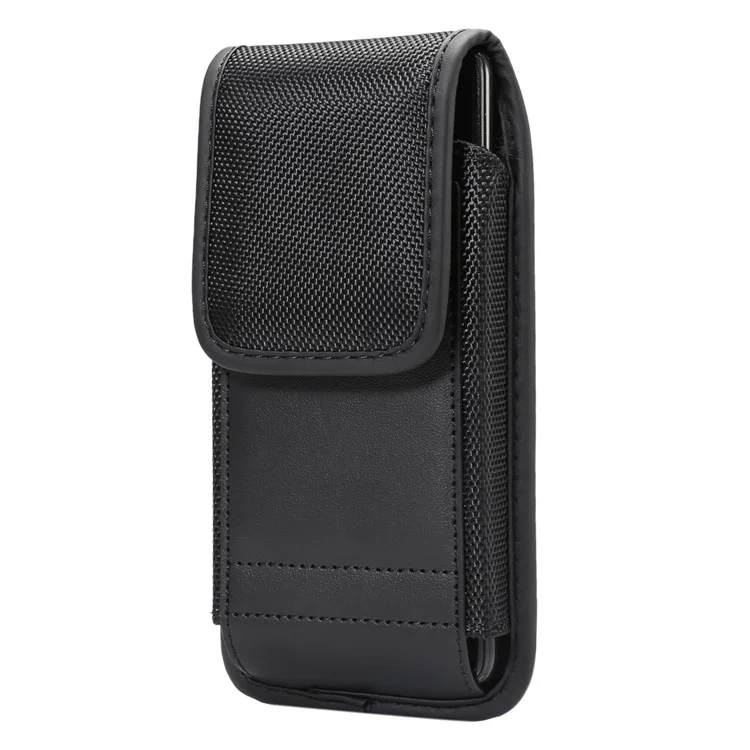 For iPhone / Samsung / Huawei 6.4-6.9 inch Mobile Phone Carrying Pouch Waist Bag Nylon Cloth Belt Hanging Bag with Card Slot