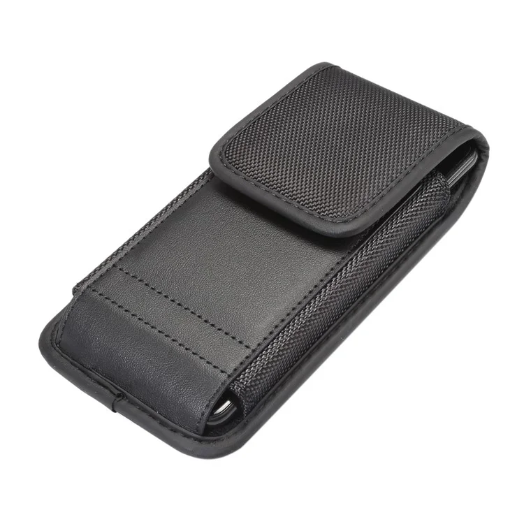 For iPhone / Samsung / Huawei 6.4-6.9 inch Mobile Phone Carrying Pouch Waist Bag Nylon Cloth Belt Hanging Bag with Card Slot
