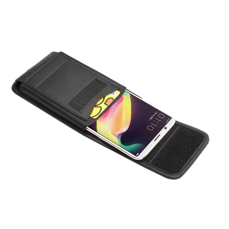 For iPhone / Samsung / Huawei 6.4-6.9 inch Mobile Phone Carrying Pouch Waist Bag Nylon Cloth Belt Hanging Bag with Card Slot