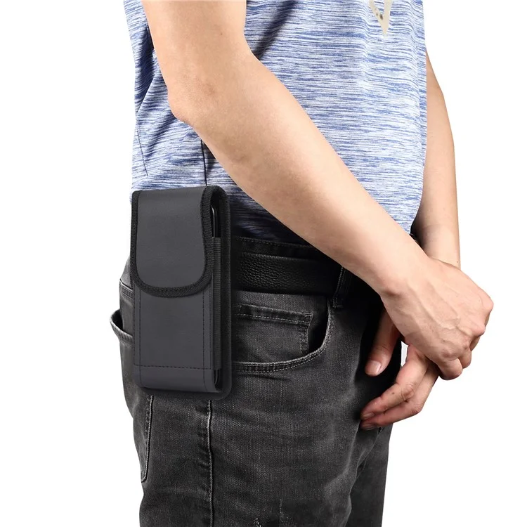 Bolsa Vertical para Celulares de 6,2-6,5" com Textura de Litchi em Couro PU e Fecho Magnético