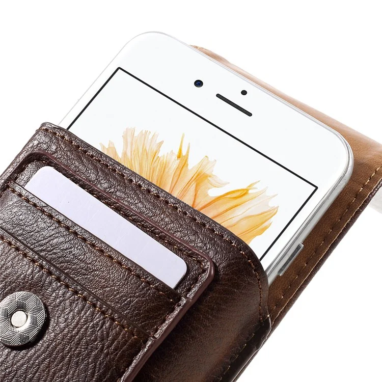 For iPhone 6s Plus / 6 Plus Belt Leather Case Pouch Cover, Size: 16 x 8.4 x 1.8cm - Brown