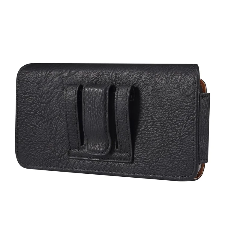Horizontal Cowhide Texture PU Leather+Nylon Phone Belt Bag for 4.7-5.4" Smartphone Waist Pouch - Black