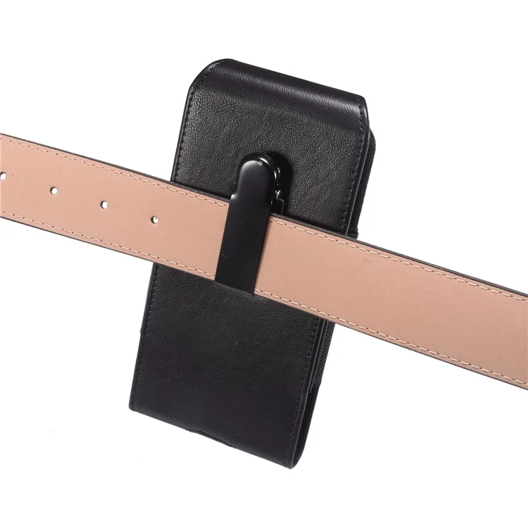 Bolsa de Cintura para Teléfono Vertical con Textura de Caballo Loco de Cuero PU+Nylon para Teléfonos de 6.7-6.9" Anti-Caída