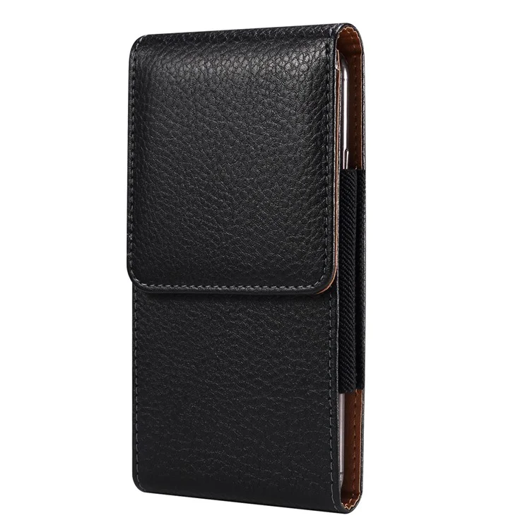 Étui de téléphone vertical pour la taille pour les téléphones portables de 6,7 à 6,9 pouces, texture de peau de litchi, en cuir PU avec boucle dorsale