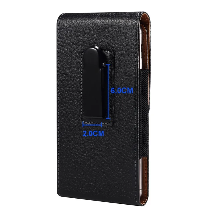 Étui de téléphone vertical pour la taille pour les téléphones portables de 6,7 à 6,9 pouces, texture de peau de litchi, en cuir PU avec boucle dorsale