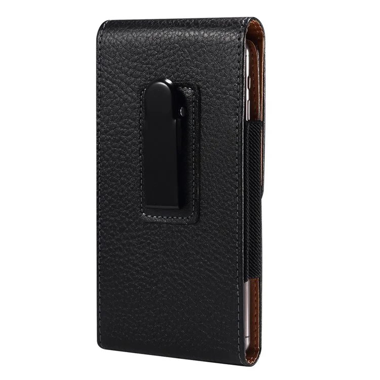 Étui de téléphone vertical pour la taille pour les téléphones portables de 6,7 à 6,9 pouces, texture de peau de litchi, en cuir PU avec boucle dorsale