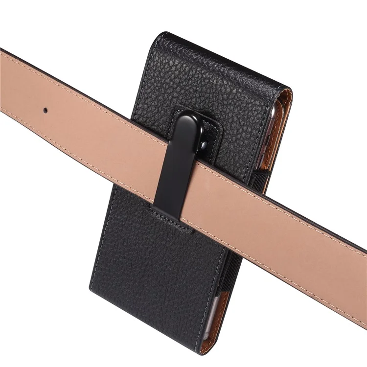 Étui de téléphone vertical pour la taille pour les téléphones portables de 6,7 à 6,9 pouces, texture de peau de litchi, en cuir PU avec boucle dorsale