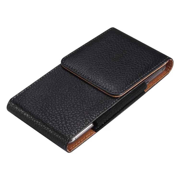 Étui de téléphone vertical pour la taille pour les téléphones portables de 6,7 à 6,9 pouces, texture de peau de litchi, en cuir PU avec boucle dorsale