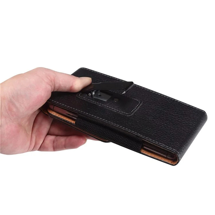 Étui de téléphone vertical pour la taille pour les téléphones portables de 6,7 à 6,9 pouces, texture de peau de litchi, en cuir PU avec boucle dorsale