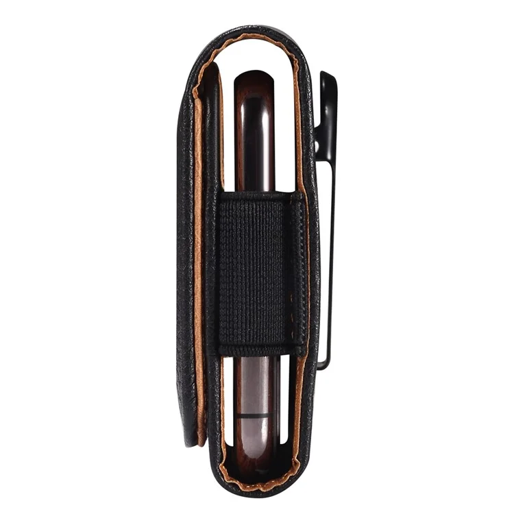 Litchi Texture PU Leather Phone Pouch for 6.2-6.5" Mobile Phones Horizontal Wasit Belt Bag with Back Buckle