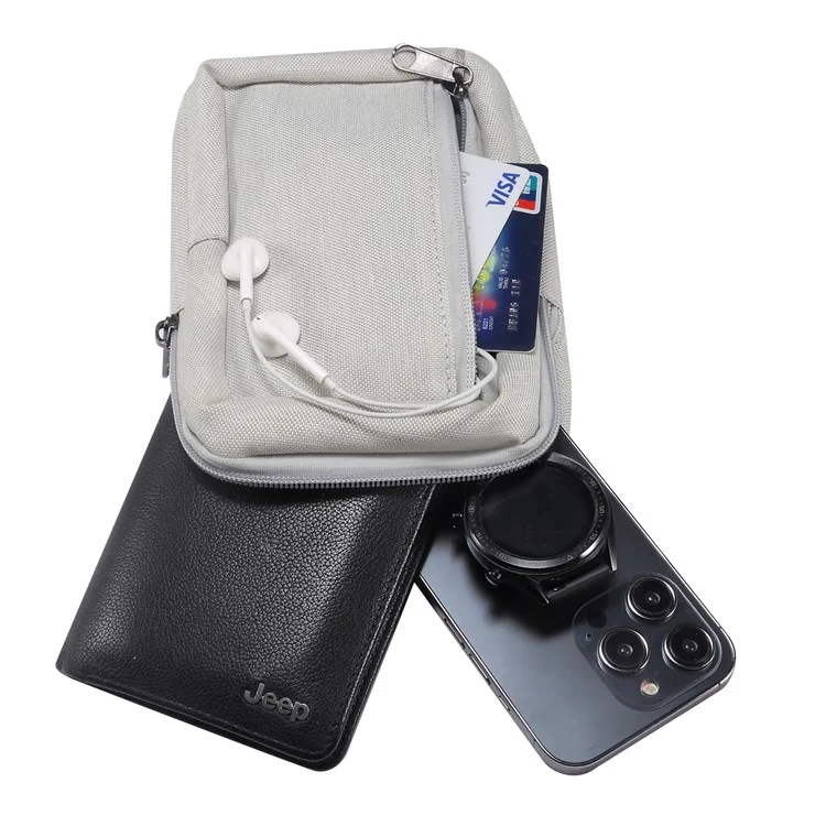 Sac à bandoulière pour téléphone de 6,5''/6,9''/7,2'' Résistant à l'eau en nylon Sac de sport décontracté Sac de voyage - Beige