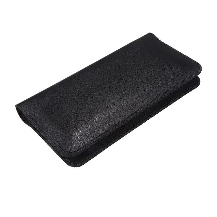 Clutch Bag for Dual 6.7''-6.9'' Phone Nappa Texture Microfiber Leather Cash Cards Holder Long Slim Coin Purse Wallet, Size: XL - Black
