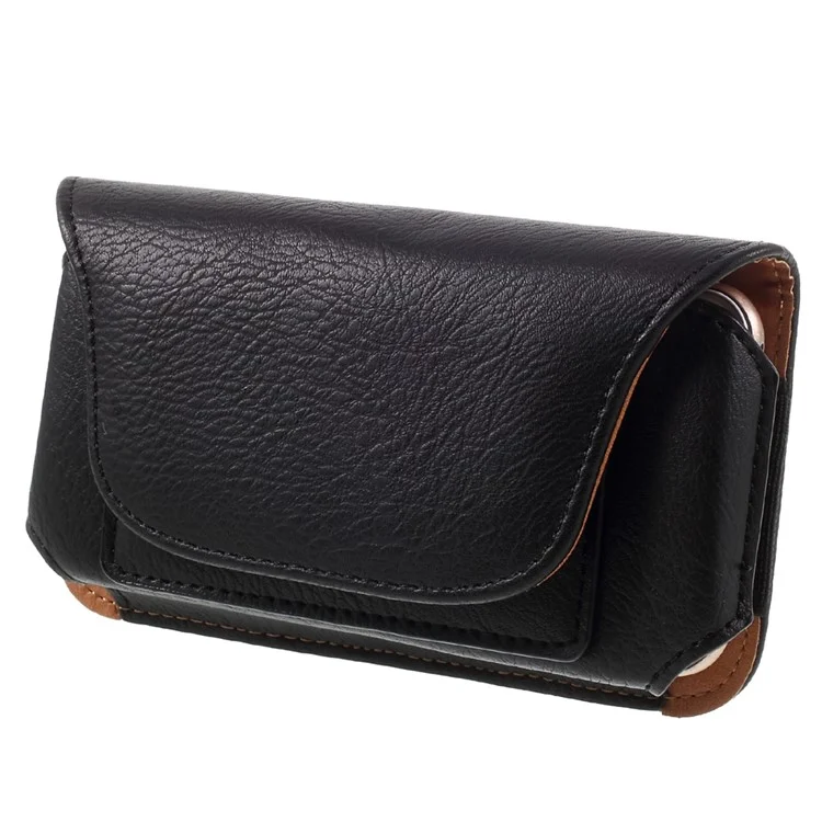 Bolsa de Couro Horizontal para iPhone 6s / 6 com Estojo Tamanho: 135 x 70 x 15mm - Preto