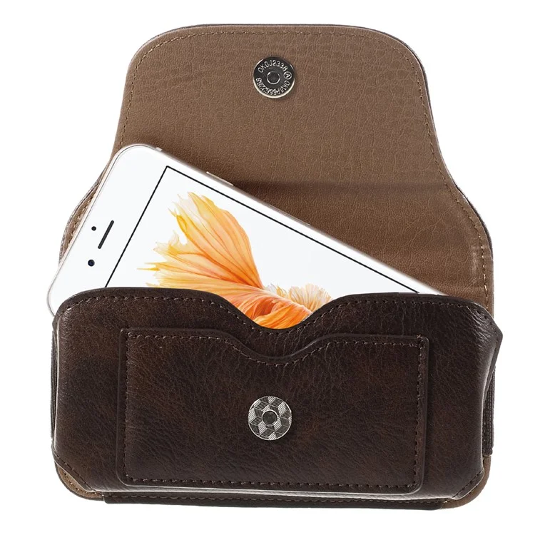 capa de capa de coldre de couro horizontal para iphone 7 6s 6, tamanho: 135 x 70 x 15mm - marrom