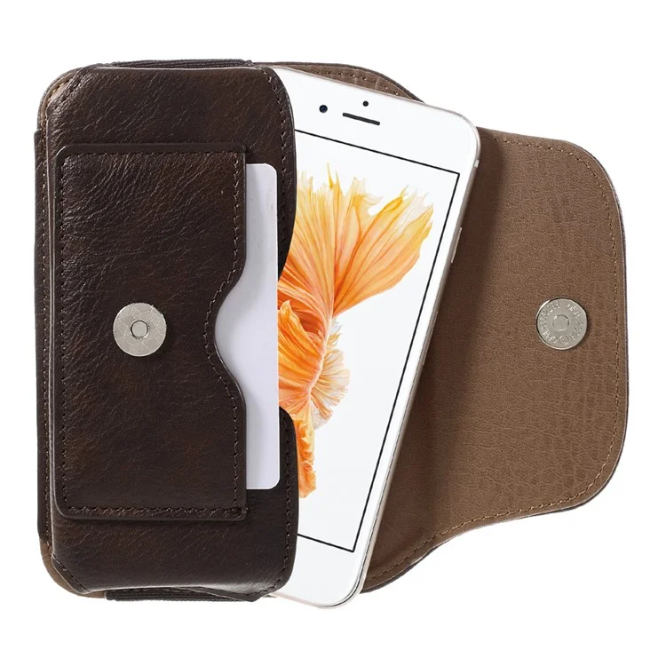 capa de capa de coldre de couro horizontal para iphone 7 6s 6, tamanho: 135 x 70 x 15mm - marrom