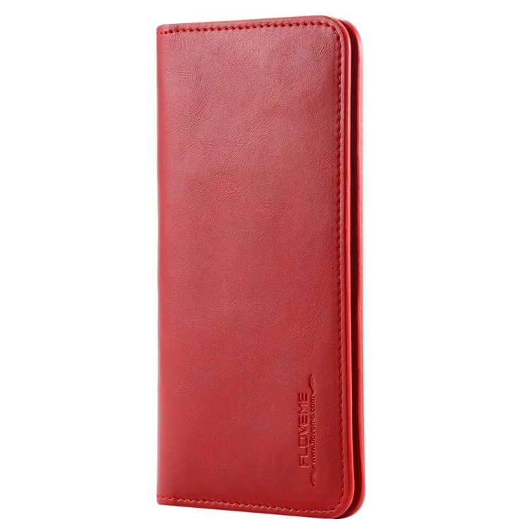 FLOVEME Retro Retro Genuine Leather Wallet Fase Para Iphone 7 Plus/ 6s Plus / 6 Más, Etc. - Rojo