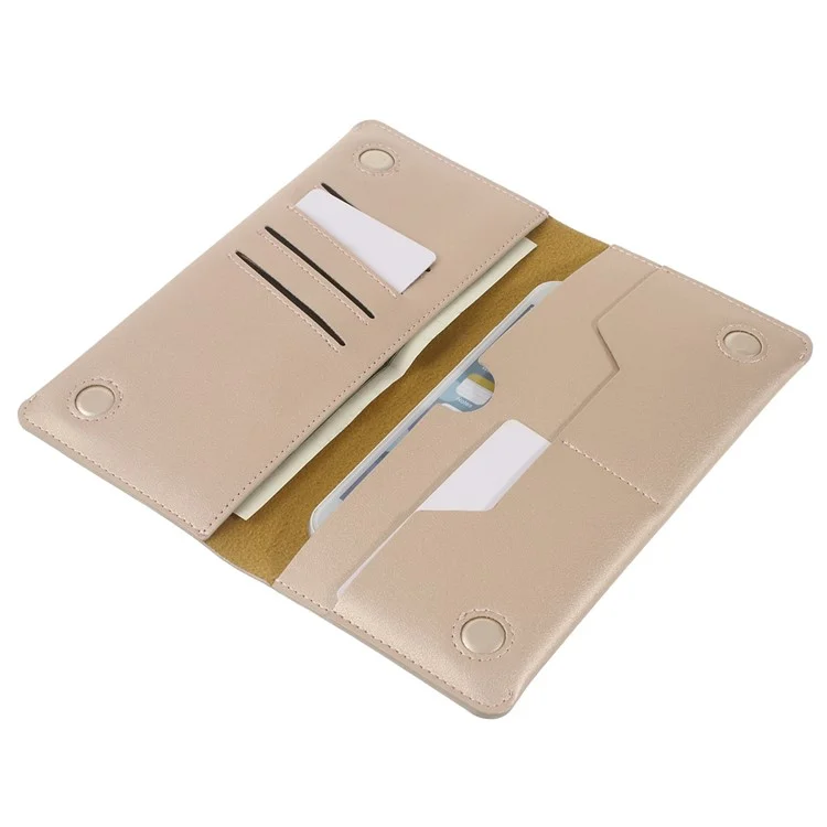 Wallet Leather Universal Cover for iPhone 7 Plus/ 6s Plus/Samsung A9, Size: 180 x 81mm - Gold