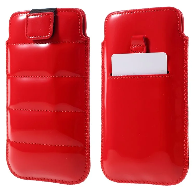 Universal Glossy Leather Sleeve Cover for iPhone 6s Plus/Samsung Galaxy S7 edge etc, Size: 16 x 9cm - Red