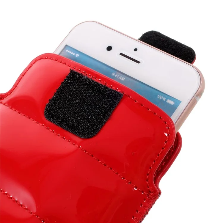 Universal Glossy Leather Sleeve Cover for iPhone 6s Plus/Samsung Galaxy S7 edge etc, Size: 16 x 9cm - Red