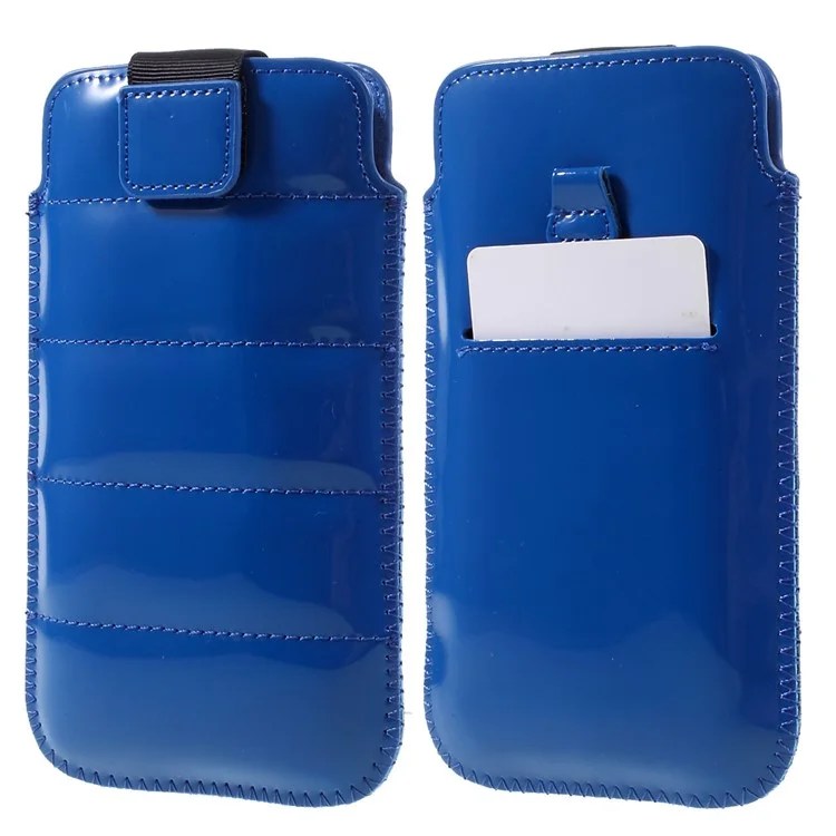 Universal Glossy Leather Pouch Sleeve for iPhone 6s Plus/Samsung Galaxy S7 edge etc, Size: 16 x 9cm - Blue