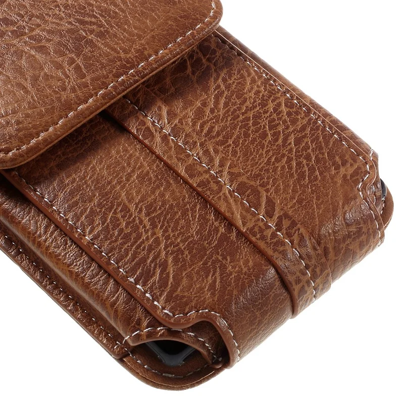 Leren etui met kaarthouders + karabijnhaak voor iPhone 6s Plus/Galaxy A9, afmeting: 172x95x18mm - Bruin