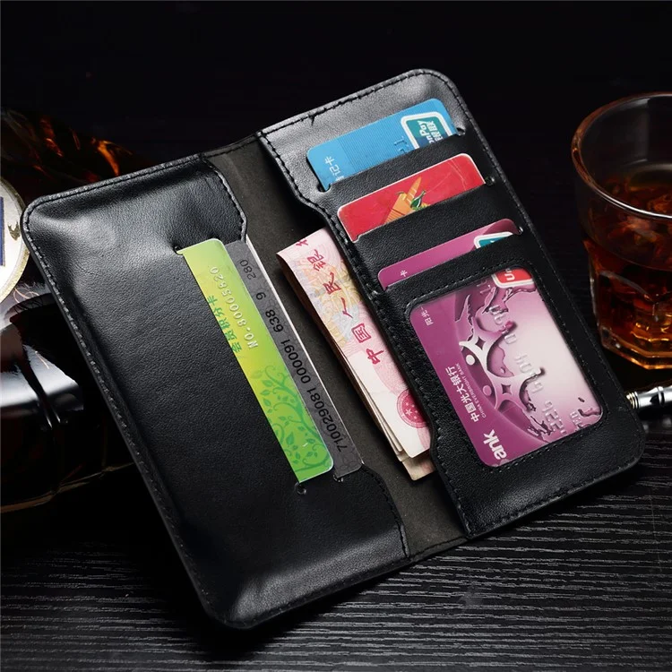 Imprinted Flora Universal Wallet Leather Pouch Case for iPhone 7 Plus/ 6s Plus, Size: 160 x 80mm - Black
