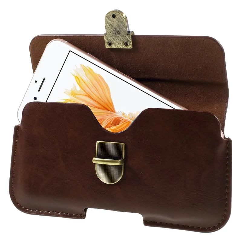 Zachte Leren Huls voor iPhone 6s Plus, Afmeting: 159 x 78 x 9 mm - Koffie