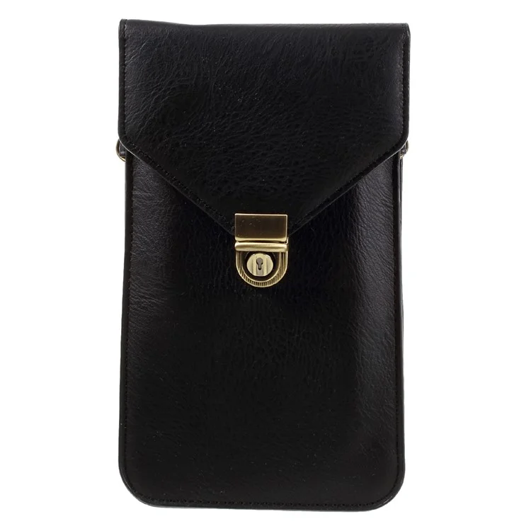 Rhino Texture Leather Pouch Case with Shoulder Strap for iPhone 7 Plus/Samsung A9 Etc - Black