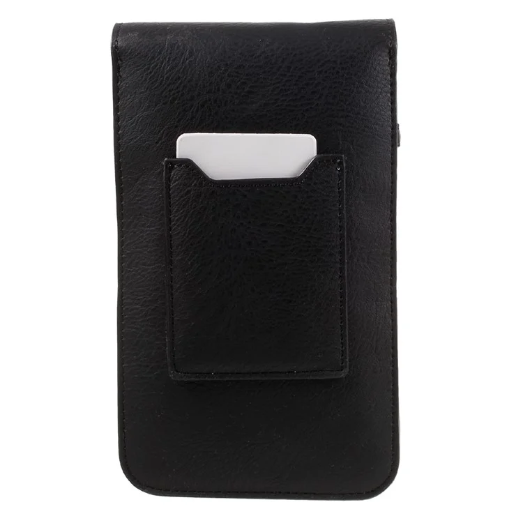 Rhino Texture Leather Pouch Case with Shoulder Strap for iPhone 7 Plus/Samsung A9 Etc - Black