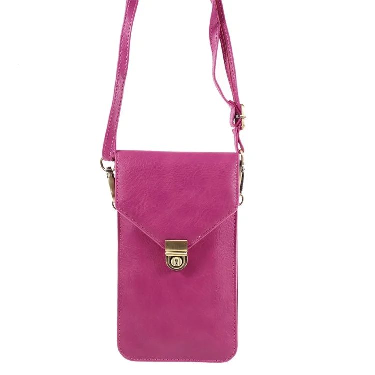 Bolsa Crossbody de Bolsas de Cuero de Textura de Rinocerontes Para Iphone 7 Plus/Samsung A9, Etc. - Rosa