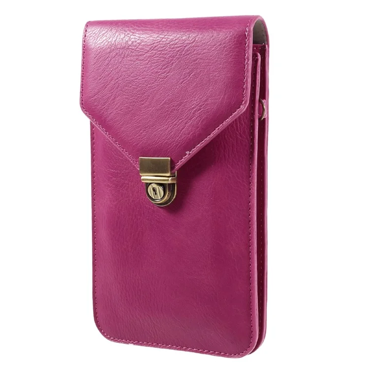 Bolsa Crossbody de Bolsas de Cuero de Textura de Rinocerontes Para Iphone 7 Plus/Samsung A9, Etc. - Rosa