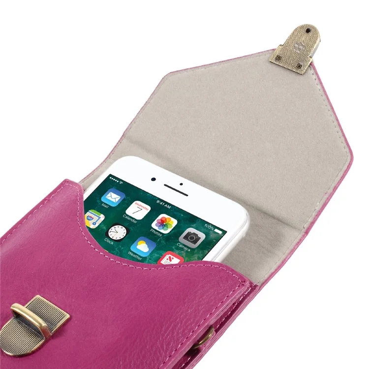 Bolsa Crossbody de Bolsas de Cuero de Textura de Rinocerontes Para Iphone 7 Plus/Samsung A9, Etc. - Rosa