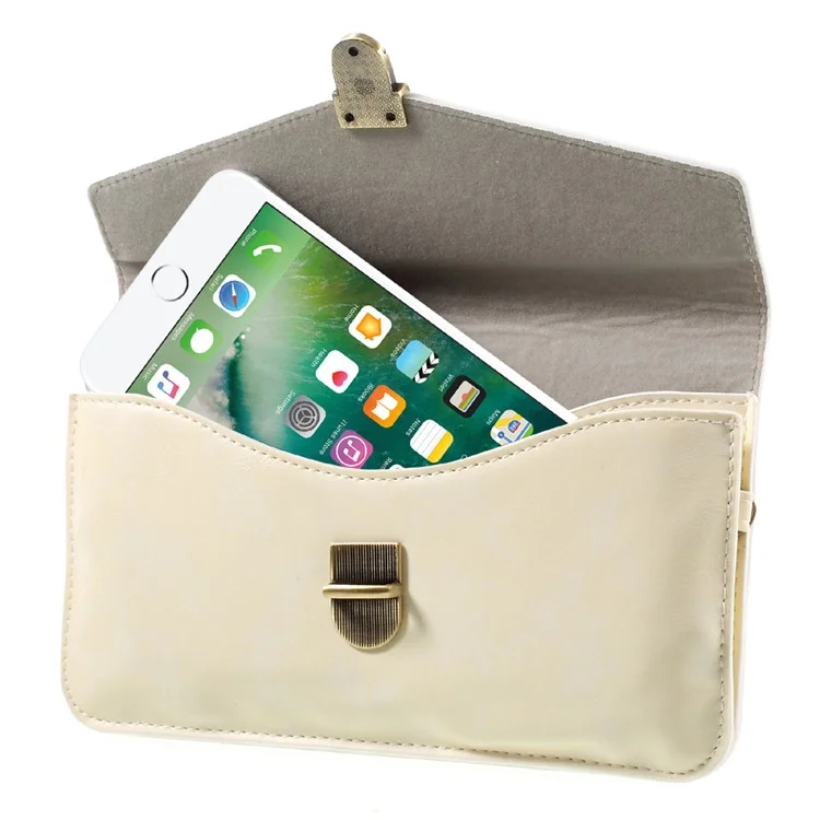 Borsa a Tracolla Per Custodia in Pelle Liscia Per Iphone 7 Plus/Sony Xperia XA Ultra Ecc - Beige