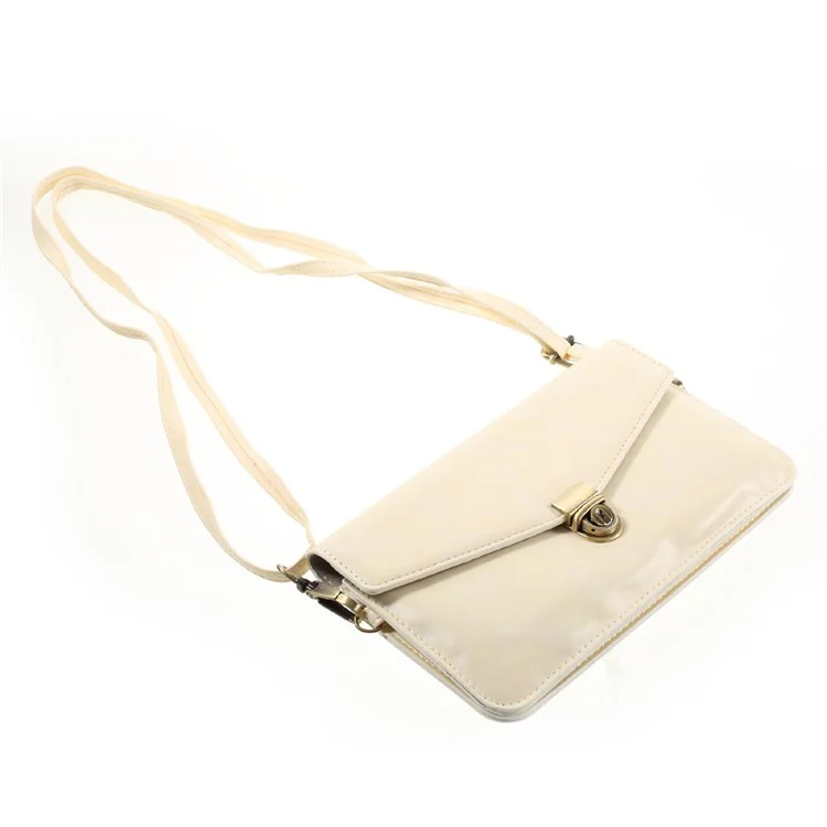 Borsa a Tracolla Per Custodia in Pelle Liscia Per Iphone 7 Plus/Sony Xperia XA Ultra Ecc - Beige